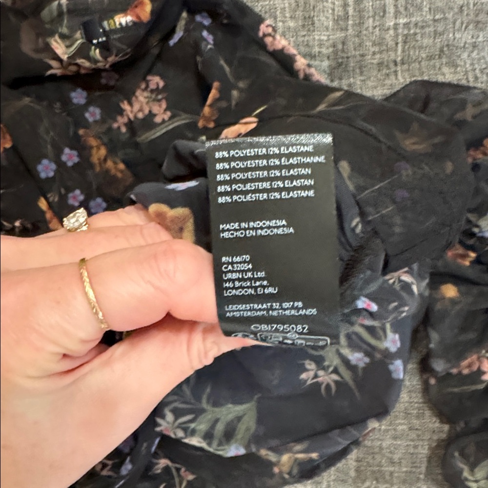🖤 Maeve by Anthropologie Floral Sheer Mesh Long Sleeve Top | Size L - Picture 9 of 10
